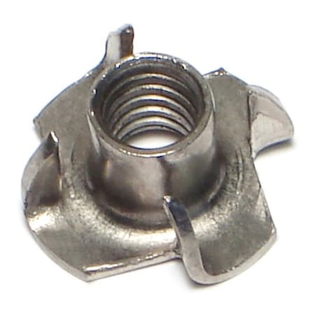 Midwest Fastener T-Nut, 4 Prongs, 5/16"-18, 18-8 Stainless Steel, 3/8 in Barrel Ht, 10 PK 68486